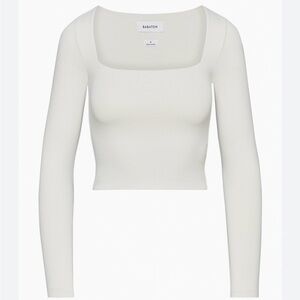 🌸ARITZIA BABATON SQUARE NECK BEIGE CONTOUR TOP SIZE XS🌸